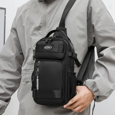 Premium Quality Waterproof Oxford Men's Chest Bag -  Motorcycle, Hiking, Cycling & Fashion Crossbody Bag